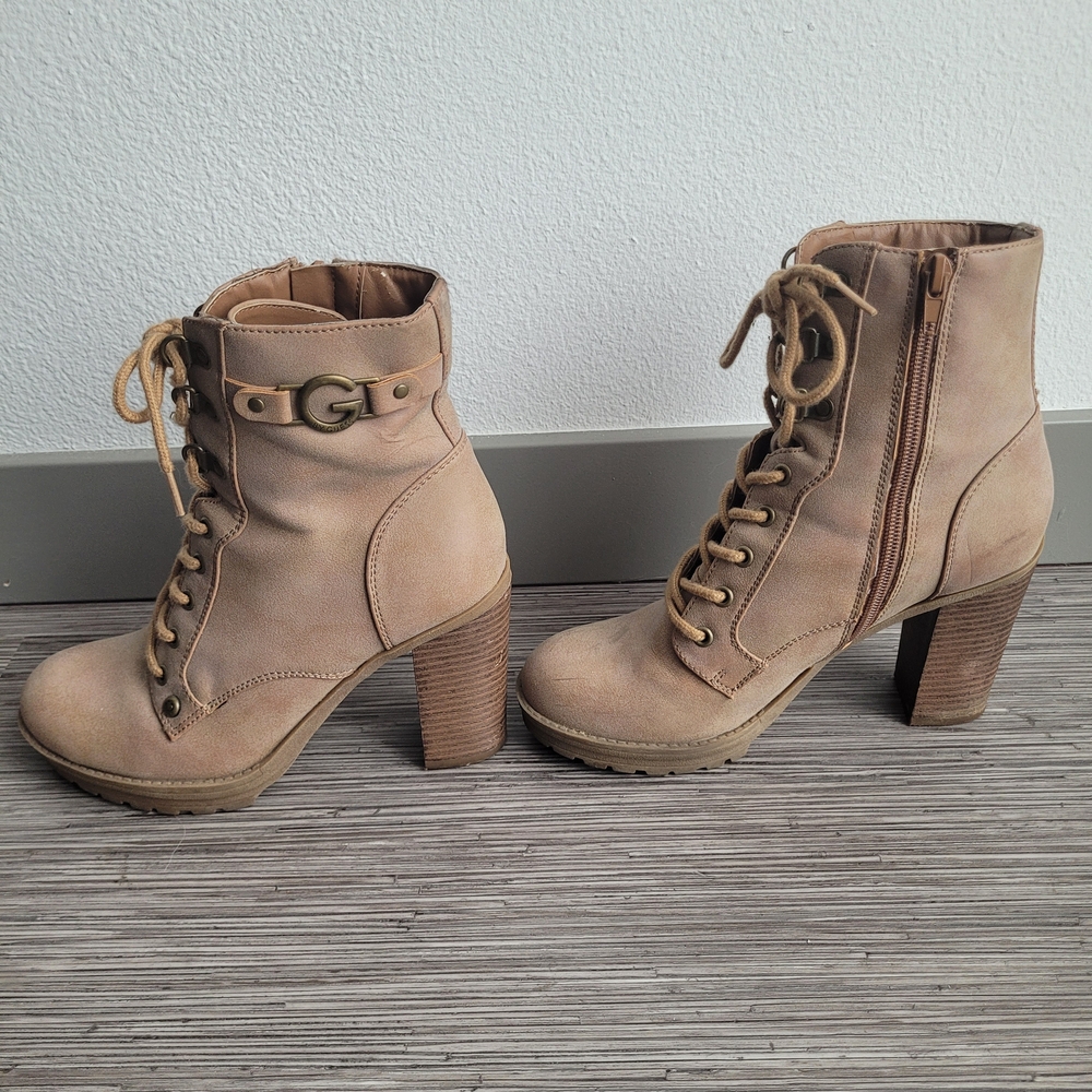 G by Guess Tan Lace-Up Boots